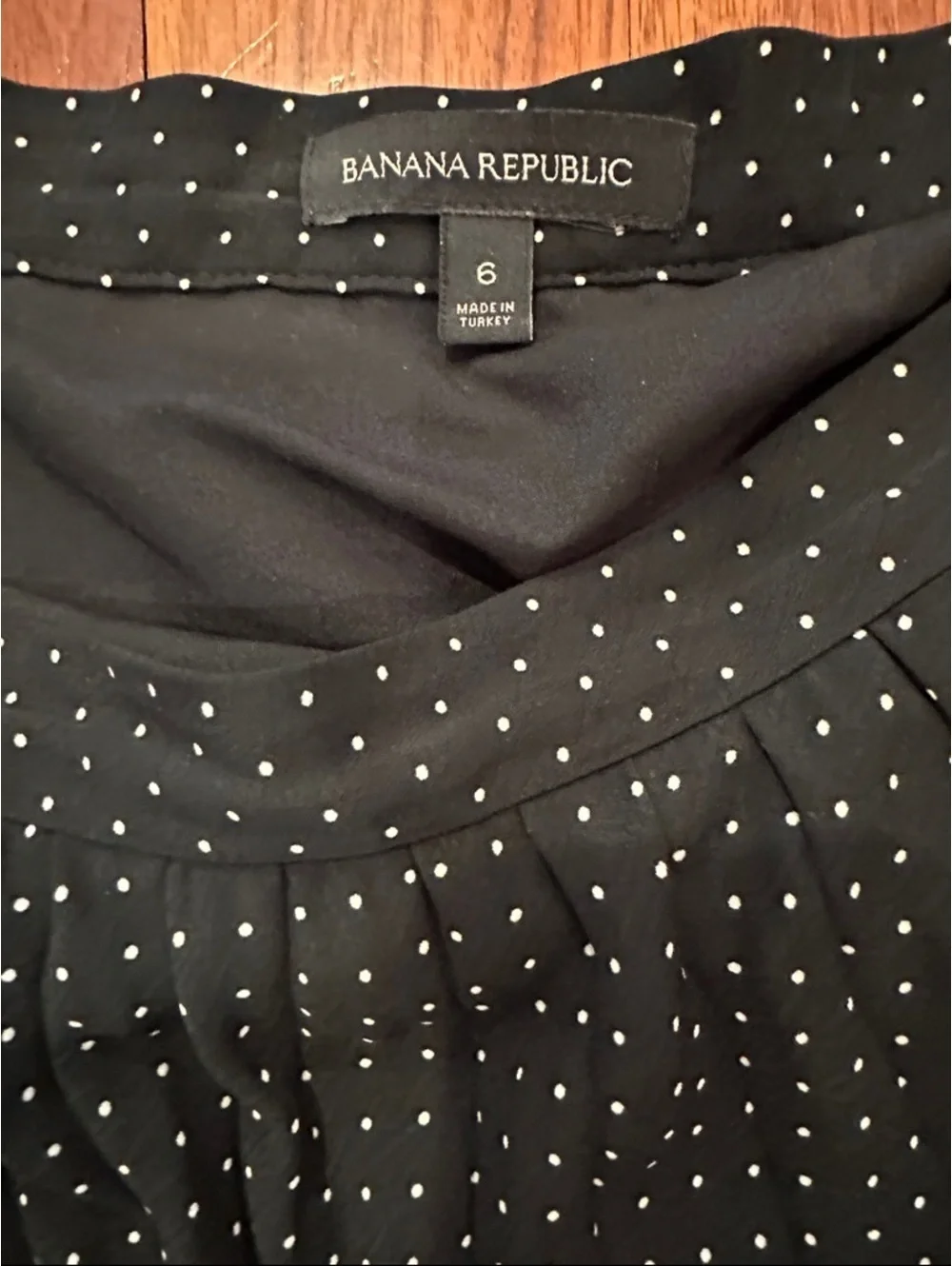 Banana Republic Black Skirt with White Polka Dots - Circle Skater 31” long